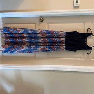Maxi dress orange and blue